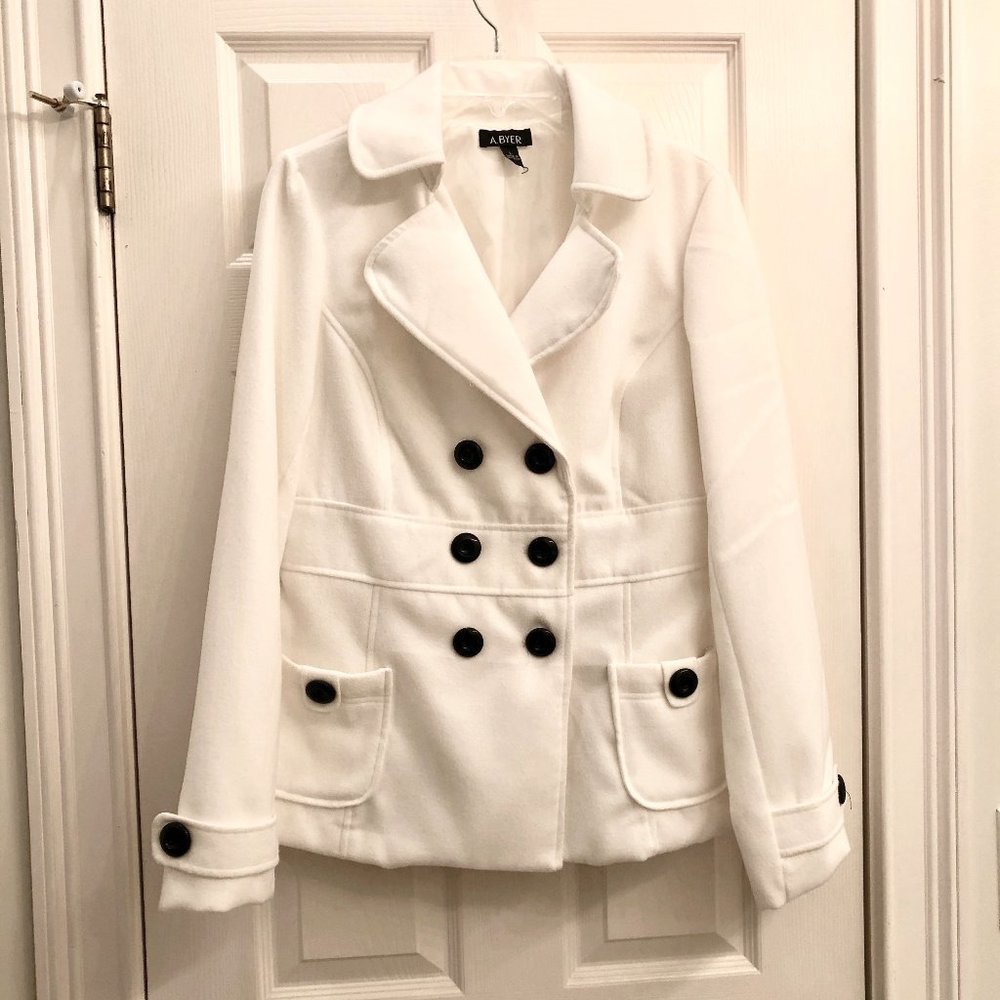 Women's pea coat jacket in white